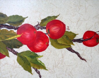 Large Mid Century Fiberglass Serving Tray, Hand-painted in 1982