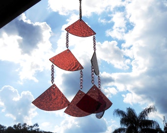 Glass Windchime, Yard Art, Stained Glass Wind Chime, Garden Decor, Yard Art, Window Treatment, Housewarming Gift, Hostess Gift, Gift for Her