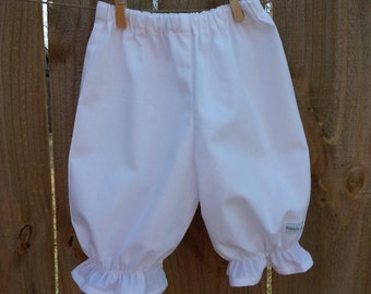 Girls Bloomers, Classic White Bloomers For Girls, Girls Pantaloons, Sizes 12mos - 4t.