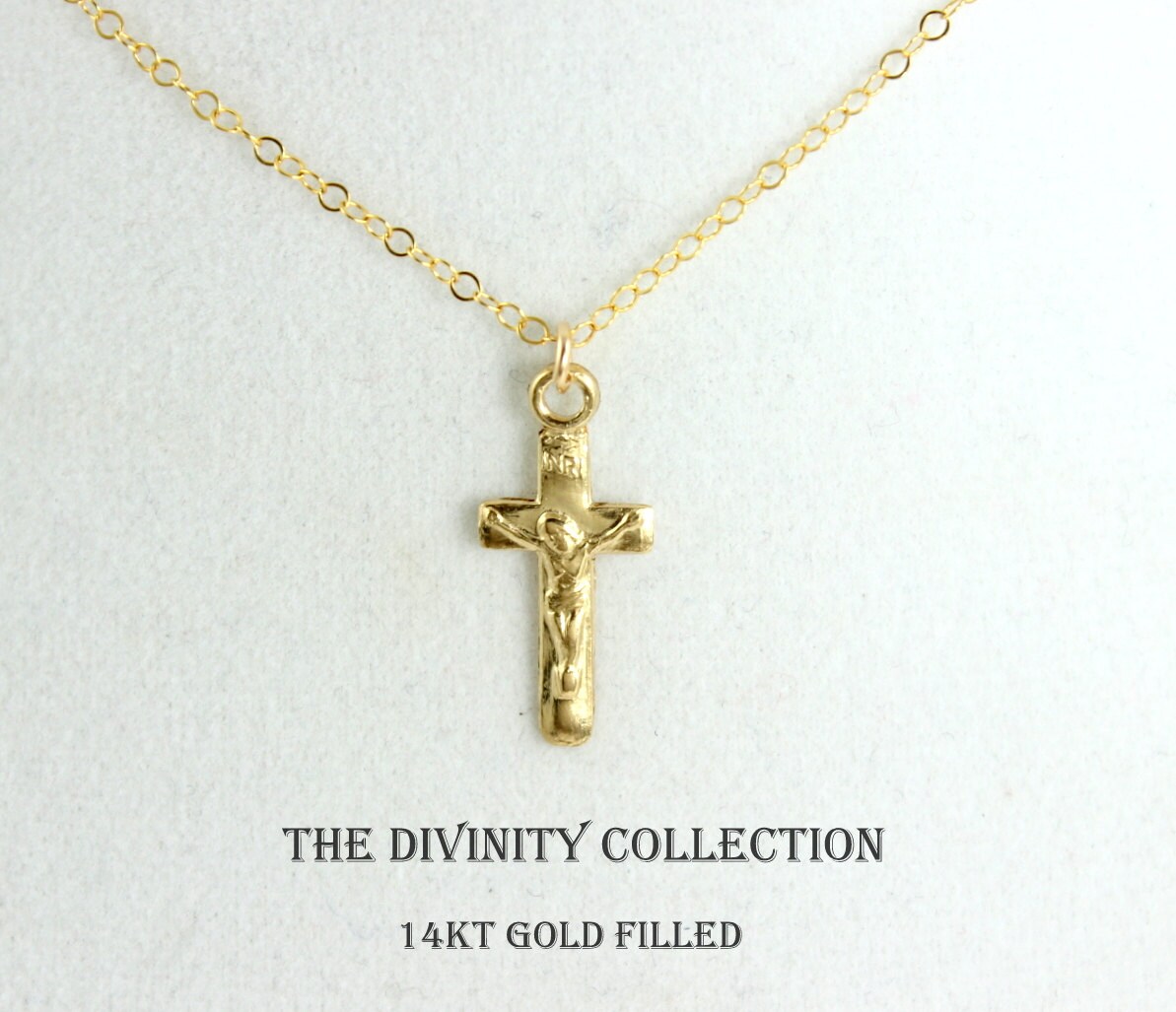 Cross Necklace Women Gold Filled Crucifix Charm Pendant