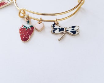 Sweet Strawberries child's adjustable charm bracelet