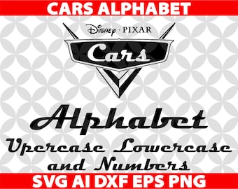 Cars Letters SVG, Eps Ai Dxf Png Monogran Silhouete Cricut Clipart Decal