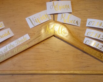 Wood Hanger Decals, Bridal Party Decals, Wedding Decals, Personalized, Bachelorette Party, Bridesmaid, Entourage, DIY Vinyl Sticker