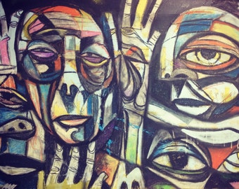 large abstract painting graffiti picasso cubism