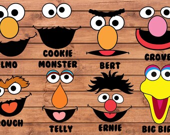 Sesame Street Faces. 8 High Resolution Digital Clipart. Sesame Street Birthday Party. Baby shower. Party Supplies. DIGITAL FILES