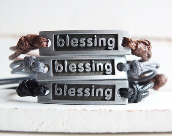 Men's Friendship Bracelet, Handmade Bracelet, *Blessing* Metal Charm; Wrist Band, Double Cord; Stylish Jewellery for Men; Gift Idea For Him