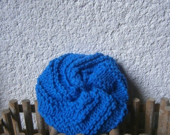 Sponge Tawashi, blue shower flower, organic cotton