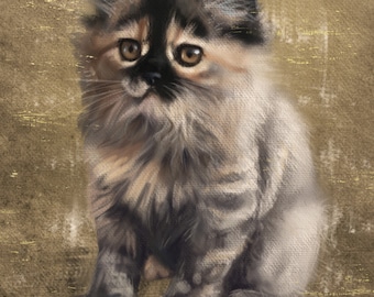 Pet Portrait: Digital Custom Cat Portrait Painting