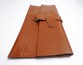 Vintage leather handbag, retro clutch bag, 1970