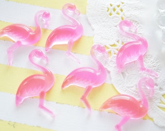 6 pcs Clear Pink Flamingo Cabochon (22mm41mm) DR644