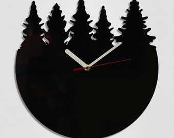 Trees Round Handmade Modern Wall Clock