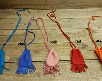 Deerskin leather pouch/ Medicine Bag, soft and supple with fringe C-10