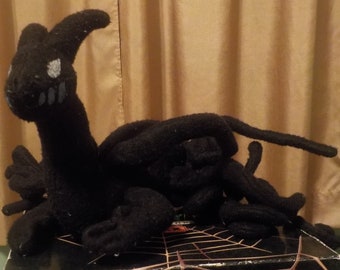 OOAK black dragon plushie
