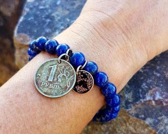 Lapis Coin Bracelet
