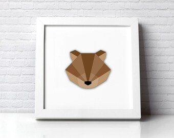 Deer Stag head illustration origami polly geometric Cutout 3D effect