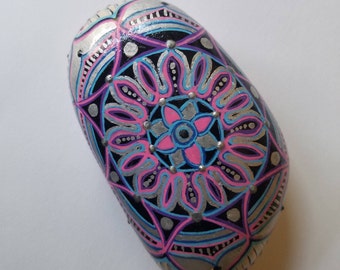 mandala hand painted meditation stone
