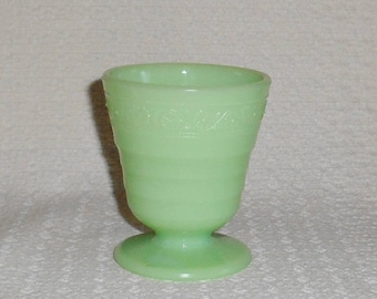 McKee Jadite Jadeite Green Glass Flower Band Pattern Footed Tumbler