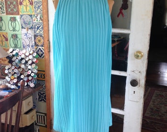 60's aqua pleated neoprene tent dress