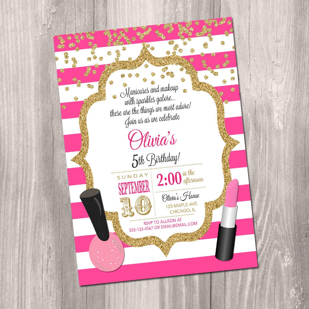 Makeup Invitation Makeup Birthday Party Invitation Manicure Makeup Invitation Makeup Birthday Party Invitation Manicure