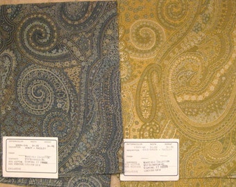 Blue or Gold Paisley Tapestry Upholstery Designer Fabric Sample Duralee 13024