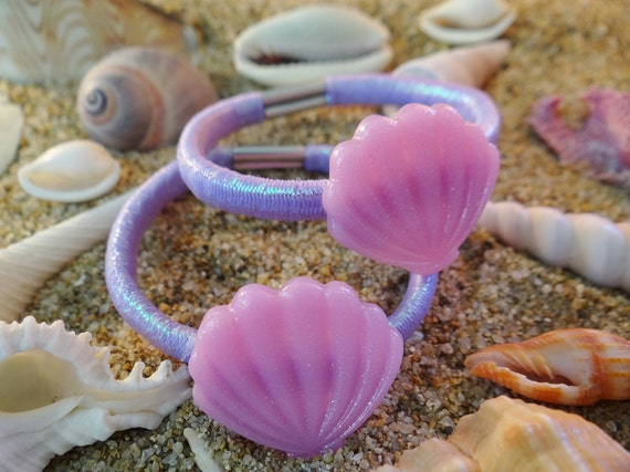 Shell Seashell Hair Tie Ties Set Clam Clamshell Iridescent Pony Tail Holder Im I'm really a mermaid Accessory Kawaii Kids Childrens Girls