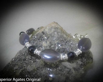 Agate Stone Beaded Bracelet 6 1/2 inch