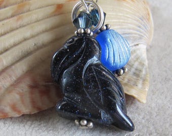 Blue Goldstone Pelican Charm/Zipper Pull from Cornerstoregoddess