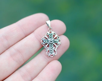 Marcasite Pendant / Cross Pendant / Sterling Cross / PEN004