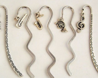 Musical instrument bookmarks: Violin/viola/cello/double bass, Saxophone, Treble Clef, French Horn, Guitar Bookmark, gift for music student