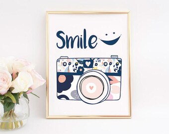 photographer gift, camera print, photography prints, Smile Printable, Photography Gifts, Sign Photography, Gift for Photographer.