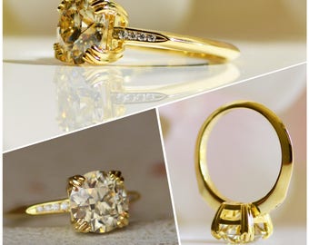 Sale! Vintage Antique Inspired - "Mari" by JYB Jewels Old European Moissanite Engagement Ring, Vintage Ring, Antique Ring