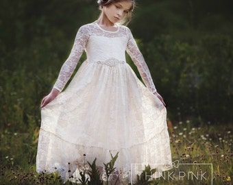 flower girl dress, flower girl lace dresses, country lace dress, ivory lace dress cream, Rustic flower girl, girls lace dress, toddler dress