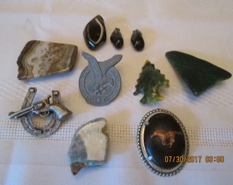Vintage Bolo Tie Findings, Polished Stones, Craft supplies, Western Ties, Bolo Necklace, Western Ware