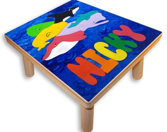 NAME PUZZLE STOOL | Ocean Whales