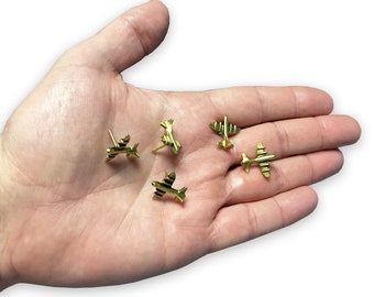 Gold Metal Airplane Push Pins, PRICED PER Push Pin, Plane Pushpin, used with Howdy Owl Maps, Mark Travels, Travel Log, Track Travels