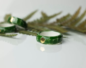 Green Ring, Ceramic Ring, Porcelain Ring, Green Jewelry, Handmade Porcelain Ring, Ceramic Ring, Ceramic Jewelry, Handmade Porcelain Jewelry