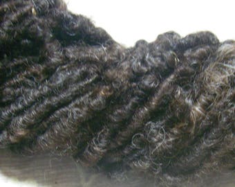 Handspun Curly Textured Bulky BFL x Wensleydale Wool Art Yarn in Natural Black and Dark Brown by KnoxFarmFiber for Knit Crochet Weave Felt