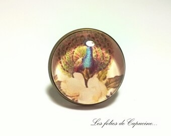 THE CAMELIA• •PAON glass cabochon ring