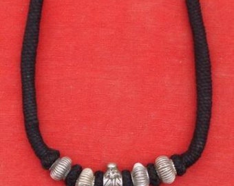 Ethnic Tribal Old Silver Necklace Pendant Amulet Shiva