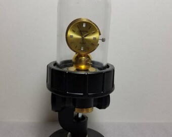 Recycled metal ART sculpture Desktop Clock under the glass