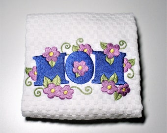 Mothers Day Gift, Mother Gift, Kitchen Towel, Gift For Mom, Mother Birthday, Gift For Mother, Dish Towel, Mom Birthday "Purple Posy"