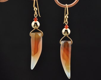 Montana Agate Tusk 14k gf Earrings