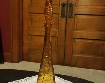 Vintage tall amber decanter Genie Bottle
