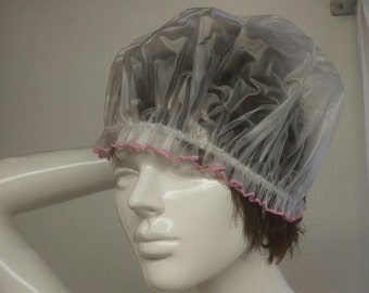 Hand Made Nylon PVC with elastic and pink embroidered edge