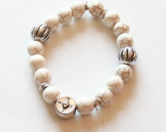 Compass Pastel Beaded Bracelet in White or Pink