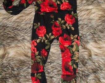 Floral baby - child evolutive pants-leggings - floral pants leggings