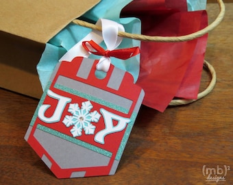 Joy Snowflake Christmas Holiday Gift Tag, Hang Tag, Favor Tag Set of 6