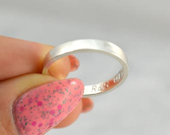 Custom engraving, Promise ring, Girlfriend boyfriend, Personalized jewelry, Aniversary, Partner Ring, SOLID 925 Silver Ring, Minimalist gift