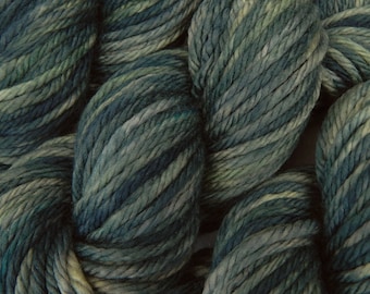 Hand Dyed Yarn, Bulky Weight Superwash Merino Wool - Denim - Thick Blue Tonal Bulky Yarn for Chunky Knits