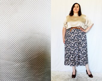 Plus Size - Vintage Satin Tan Polka Dot Blouse (Size 22W)